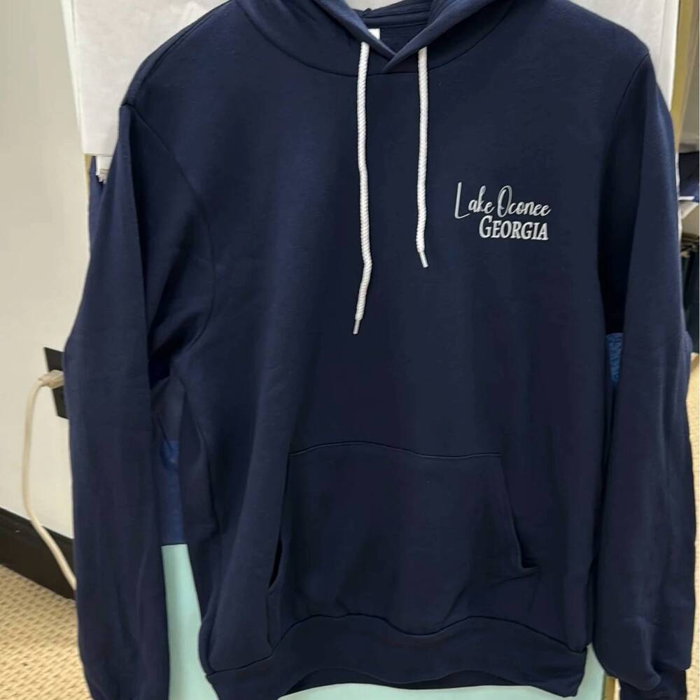 NEW TOWN PRIDE unisex lake oconee sweatshirt with map in navy